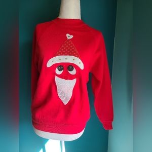 Size small ugly Christmas sweater, sweatshirt, pullover, Santa, vintage, festive